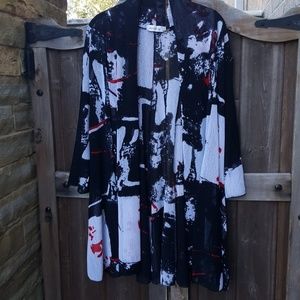 Graphic featherweight sweater in mod print